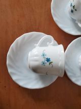 Ensemble de 4 tasses à café et soucoupes, VERONICA MYOSOTIS