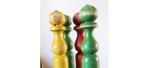  jeu de 6 quilles de couleurs anciennes