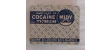 Boîte ancienne en tôle MIDY pastilles COCAÏNE. 