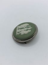 Wedgwood Jasperware - Broche - Argent poinçonné - Vert Olive