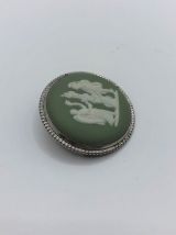 Wedgwood Jasperware - Broche - Argent poinçonné - Vert Olive