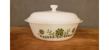 Lot de 3 plats vintage en pyrex fleurs vertes
