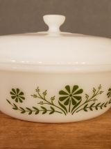 Lot de 3 plats vintage en pyrex fleurs vertes