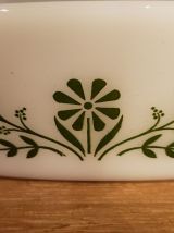 Lot de 3 plats vintage en pyrex fleurs vertes