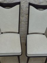 6 chaises à dossier haut en palissandre et assises et dossie