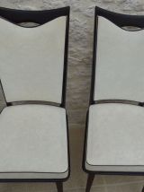 6 chaises à dossier haut en palissandre et assises et dossie