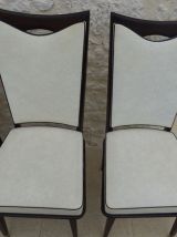 6 chaises à dossier haut en palissandre et assises et dossie