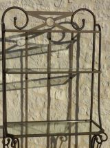 Etagère chic de style en fer forgé et 3 étagères en verre