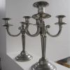 Paire de chandelier 3 bras en étain mat