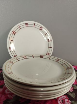 Lot de 7 assiettes à dessert orcerame série Richelieu,