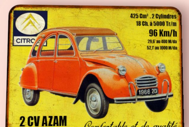 Plaque métal Citroën 2cv 