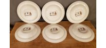 6 assiettes creuses Syracuse Sarreguemines Décor Fleurs