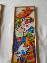 Paire de canevas enfants clowns vintage