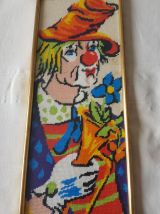 Paire de canevas enfants clowns vintage