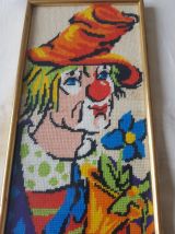 Paire de canevas enfants clowns vintage