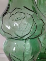 Paire de grands vases en verre moulé