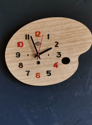 Horloge formica vintage pendule murale silencieuse Jura bois