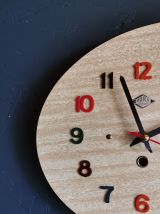 Horloge formica vintage pendule murale silencieuse Jura bois