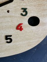 Horloge formica vintage pendule murale silencieuse Jura bois