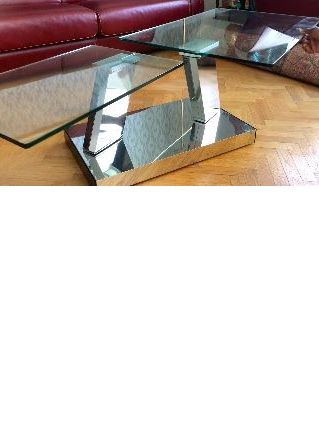 table basse 2 plateaux de verres mobiles