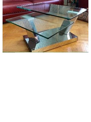 table basse 2 plateaux de verres mobiles