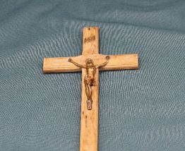 Crucifix ancien en poirier et régule - Fin XIXème