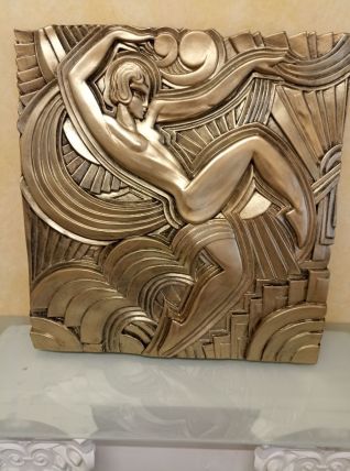 Grand Bas-relief Art déco danseuse "Folies bergère" d'après 