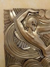 Grand Bas-relief Art déco danseuse "Folies bergère" d'après 
