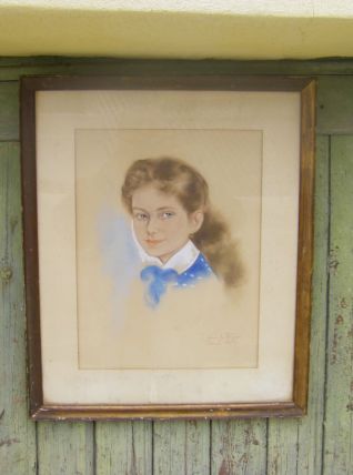 Portrait de femme au pastel signé Tony La Foglia