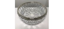 Coupe à fruit saladier en verre avec bord en métal argenté