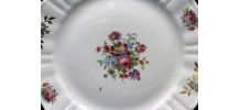 Assiette en porcelaine de Limoges - Décor floral - Année 40