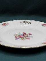 Assiette en porcelaine de Limoges - Décor floral - Année 40