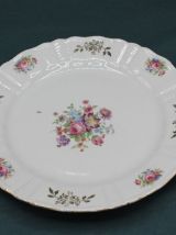 Assiette en porcelaine de Limoges - Décor floral - Année 40