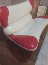 Canapé et Fauteuil Poltromec modèles "frog" blanc et rouge (