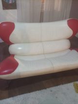 Canapé et Fauteuil Poltromec modèles "frog" blanc et rouge (