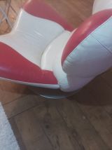 Canapé et Fauteuil Poltromec modèles "frog" blanc et rouge (