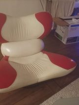 Canapé et Fauteuil Poltromec modèles "frog" blanc et rouge (