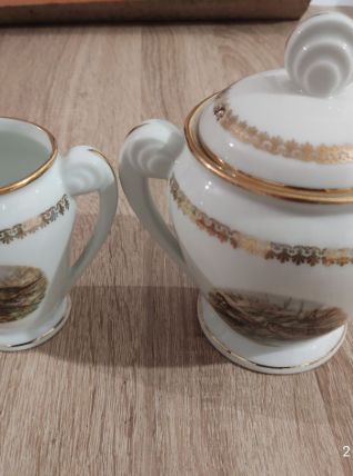 Sucrier et pot a lait porcelaine 