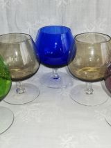 5 anciens grands verres à cognac 