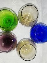 5 anciens grands verres à cognac 