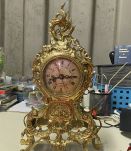 Pendul cartel en bronz et tableau 