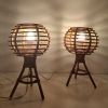 Paire de lampes vintage en bambou 