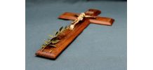 Grand Crucifix en Chêne et Laiton - Ancien (1920) - French -