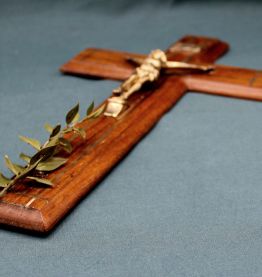 Grand Crucifix en Chêne et Laiton - Ancien (1920) - French -