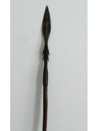 Lance africaine?Amérindienne?Tribale en bois pointe métal 2