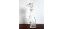 Carafe chien teckel, verre d'Empoli, Italie 1960