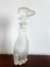 Carafe chien teckel, verre d'Empoli, Italie 1960