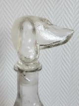 Carafe chien teckel, verre d'Empoli, Italie 1960