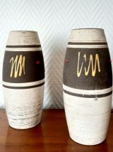 Paire de vases en céramique graphique, West Germany vers 197