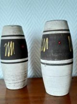 Paire de vases en céramique graphique, West Germany vers 197